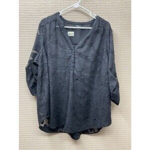 NWOT Torrid Harper Velvet Burnout Tunic Shirt Women Plus 2X Black Sheer Floral